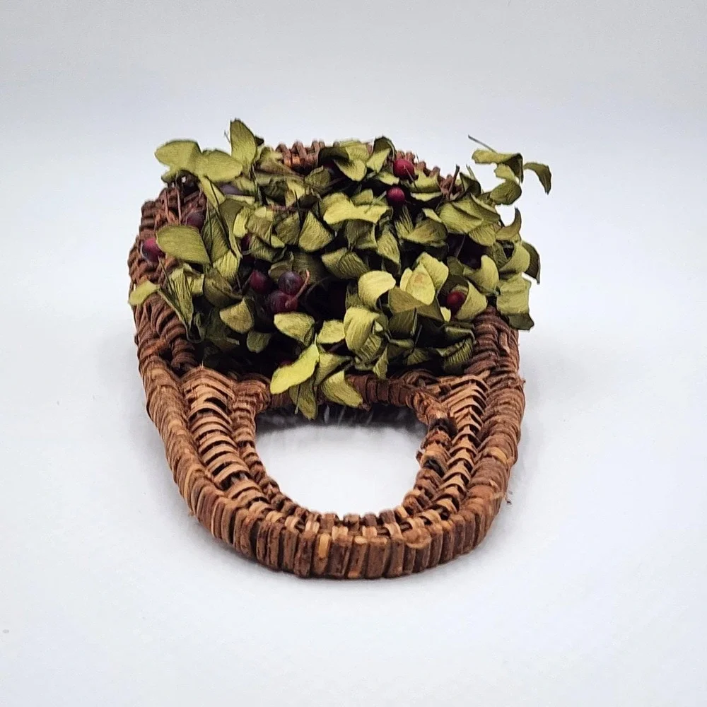 Vintage Wicker Wall Pocket Basket Rustic Hanging Planter Floral Decor 12 Inch